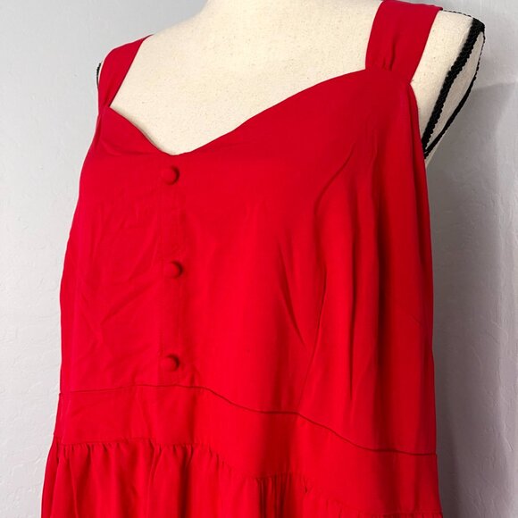 Ava & Viv Tiered Red Midi Tank Dress 2X - Picture 5 of 8